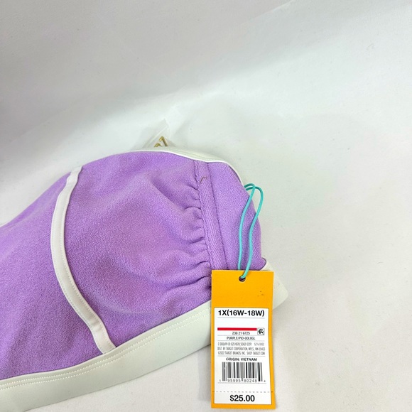 Kona Sol Color Block Purple/White Terry Bikini Top Removable Straps 1X(1… - Picture 4 of 10
